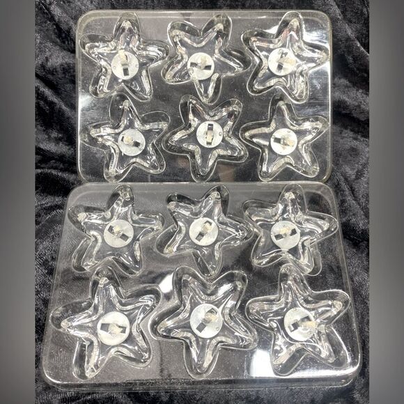 Star Shape Clear Gel Floating Candles 2) sets of 6 NIOP - Picture 1 of 4